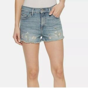 LEVI’S |‎  High Rise Floral Embroidered Cutoff Denim Jean Shorts Sz. 25